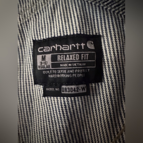 Carhartt Women’s Double Front Railroad Stripe Bib Overall Like New - Picture 3 of 8